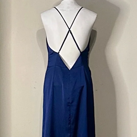 MillyElectra slip dress navy open back midi length